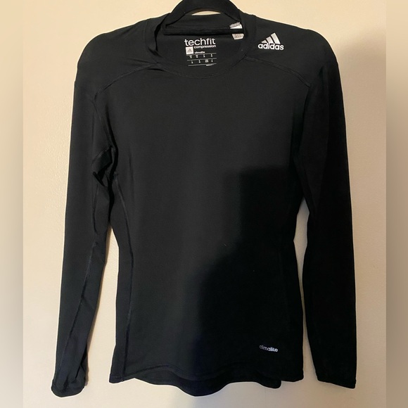 Adidas Black Techfit Compression Long Sleeve Shirt Size Medium EUC - Picture 1 of 3